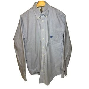 Cinch Men's Medium Blue Button-Down Oxford Shirt Long Sleeve Western Logo Pocket